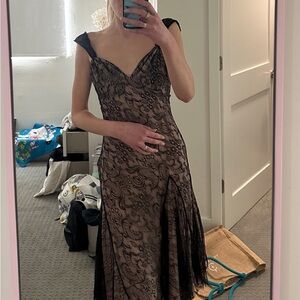 Galliano Black Lace Sweetheart Gown Wedding Guest (IT 40/US 2-4)